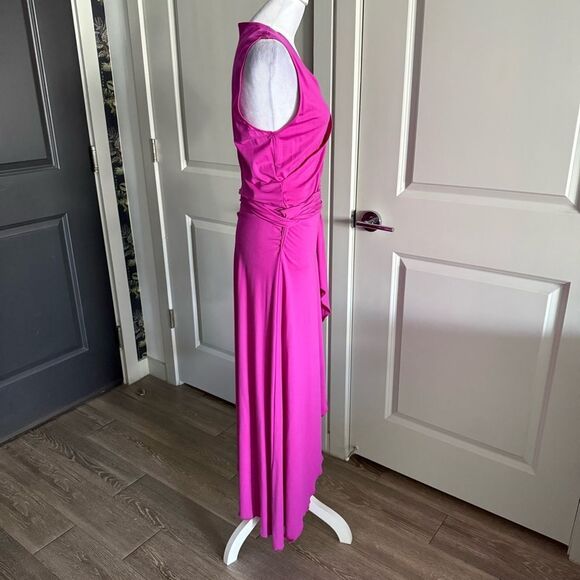 Nordstrom TOPSHOP Asymmetric Cutout Midi Dress in Bright Pink Size M - Picture 4 of 8